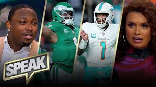 Are Super Bowl Eagles officially back Dolphins fool gold after SNF showdown  NFL  SPEAK [upl. by Ylsew]