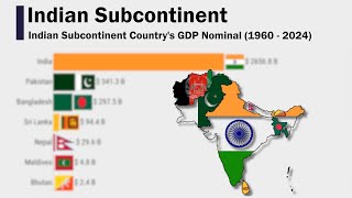 Indian Subcontinent Countrys GDP Nominal 1960  2024 [upl. by Tobin]