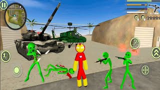 Ironman Stickman Rope Hero Military Tank 3  Fun at NY City with Tank  Android Gameplay [upl. by Llerrac51]