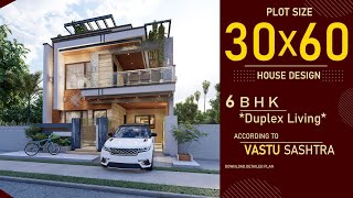 30x60 South Facing House Design 3D  6BHK  Duplex House  3060 Home Design  30 by 60 House Plan [upl. by Therese]