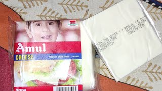 Amul cheese slice processed cheese spread Unboxing with price on pack [upl. by Eidnim]