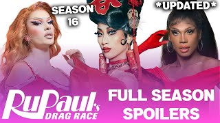 Season 16 UPDATED FULL Season Spoilers  RuPauls Drag Race [upl. by Eignat]