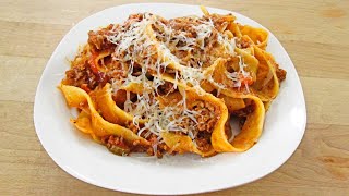 Bolognese Sauce with Pappardelle Pasta amp Parmesan  PoorMansGourmet [upl. by Adnovoj80]