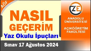 AÖF Yaz Okulu Pratik Çalışma Rehberi  Nasıl Kolayca Geçerim [upl. by Allicerp]