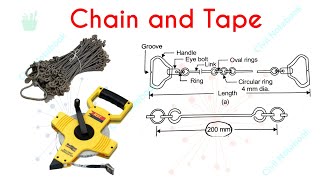 Gunters chain  Engineers chain  Revenue chain  metric chain  Linen tape  Invar Tape  Metallic [upl. by Nickey]