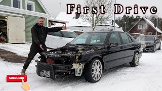 SAAB 95 AERO RWD  First DriveIn SNOW [upl. by Enyal]