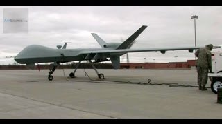 MQ9 Reaper UAV Drone  Missile Unload Taxi Launch and Recovery [upl. by Atonsah]