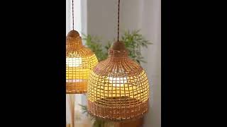 Wabisabi Rattan Drum Light Pendant Japanese Retro Bedroom Bedside Chandelier [upl. by Ecirtnas318]