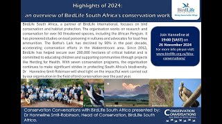 Conservation Conversations Highlights of 2024  Dr Hanneline SmitRobinson 26Nov24 [upl. by Handler]