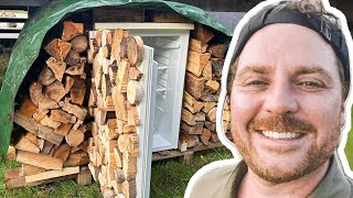 VERSTECKTER Kühlschrank im Holz  DIY [upl. by Ytirev]