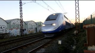 very close shot of Two Duplex TGV crossing [upl. by Nelo571]