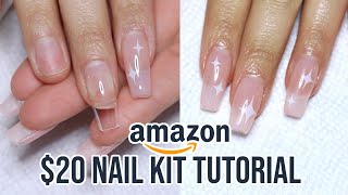 HOW TO GEL EXTENSIONS NAILS  20 AMAZON KIT  FOR BEGINNERS [upl. by Enid]