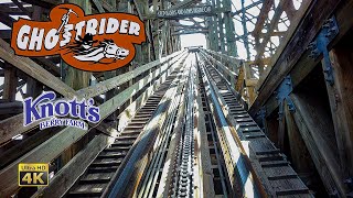 2024 Ghost Rider Roller Coaster On Ride Front Seat 4K POV Knotts Berry Farm [upl. by Eugatnom]