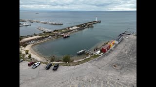 Aerial View of St Ignace MI Waterfront and Downtown 4k [upl. by Gale]