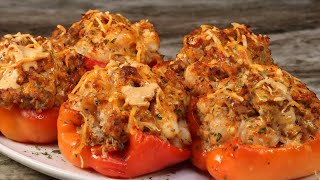 The Perfect Seafood Stuffed Bell Peppers  How To Make Seafood Stuffed Bell Peppers [upl. by Yelrebmyk]