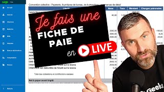 Je fais une FICHE DE PAIE en Live avec le LOGICIEL Sage SBCP Cest Rapide et Facile 🏎 [upl. by Berkman]