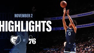 Memphis Grizzlies Highlights vs Philadelphia 76ers [upl. by Ecnarwal]