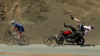 Motorcycle Crash Video Collision Caught on Tape Edwards Corner Biker Crashes Into Bicyclists [upl. by Brena74]