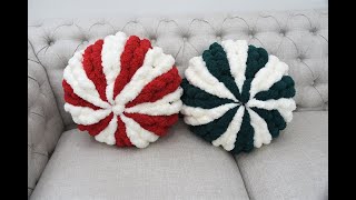 HAND KNIT A PEPPERMINT PILLOW [upl. by Eyatnod]