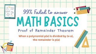 Math Basics 2Proof of Remainder Theorem [upl. by Aekim]