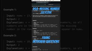 Leetcode 268  Missing Number [upl. by Aia]