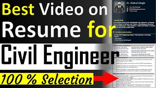 Best video on Resume for civil engineer  Basic to Advance Skills  100 Selection  By CivilGuruji [upl. by Agem348]