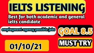 Cambridge ielts listening practice test with answer script employment agency  possible jobs [upl. by Assirak839]