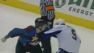 Steve Downie vs Cody McLeod Nov 29 2008 [upl. by Jamesy]