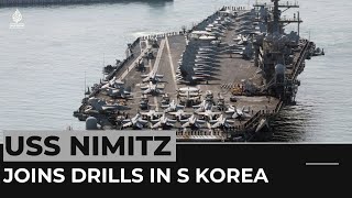 US aircraft carrier USS Nimitz joins military drills in South Korea [upl. by Strohl532]