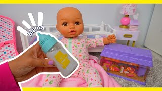 Feeding Baby Ava Doll With Interactive Bottle for baby dolls [upl. by Seuqirdor]