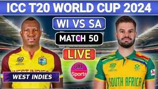 ICC T20 World Cup 2024  West Indies Vs South Africa Match 50 Live Commentary  WI Vs SA Live SA IN [upl. by Neenad712]