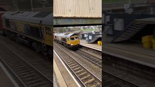 Train at Alfreton 66739 on a Leeds bound intermodal [upl. by Nahgaem]