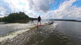 Example of powered foil coming into boat wake to fast for wake surfing [upl. by Cynth17]