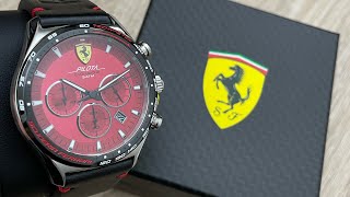 Ferrari Scuderia Pilota Evo Black Leather Men’s Chronograph Watch 830713 Unboxing UnboxWatches [upl. by Twitt]