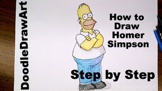 Drawing How To Draw Homer Simpson Step by Step  Cartoon Drawing Tutorial [upl. by Maryellen434]