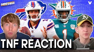 BillsDolphins Reaction Josh Allen amp Buffalo destroy Miami Tua Tagovailoa injured  Nerd Sesh [upl. by Whatley137]