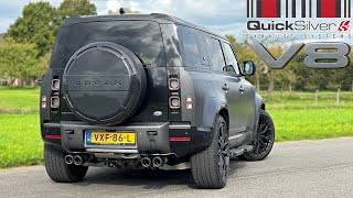 Land Rover Defender V8 P525 Quicksilver  REVIEW on AUTOBAHN [upl. by Nortad]