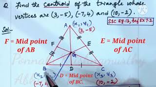 COORDINATE GEOMETRYFind the centroid of the triangle whose vertices are 35 74 and 102 [upl. by Redlac]