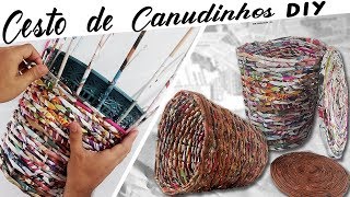 DIY Como Fazer CESTO DE CANUDINHOS de Papel  Método Fácil [upl. by Emiolhs]