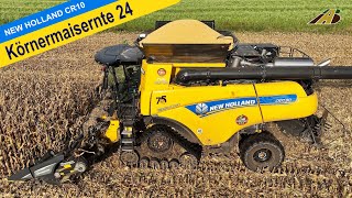 Mähdrescher New Holland CR1090 amp Pflücker Maisernte 2024 Körnermais dreschen Traktor Landwirtschaft [upl. by Florie432]