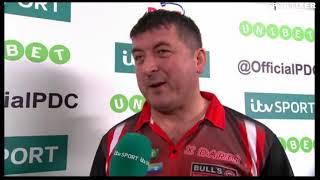 Mensur Suljovic  Funny Interview  2018 Darts Masters  Quarter Final [upl. by Idhem]