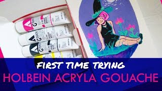 First Time Trying Holbein Acryla Gouache [upl. by Neit]