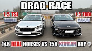 SKODA SLAVIA 15MT VS HYUNDAI VERNA 15MT DRAG RACE  Fastest C segment sedan [upl. by Piscatelli]