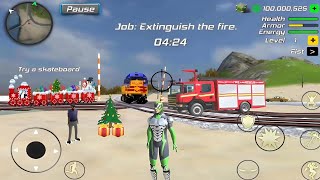 GREEN ROPE HERO  18  ROPE FROG NINJA HERO CAR VEGAS  Open world Gameplay Android [upl. by Weil594]