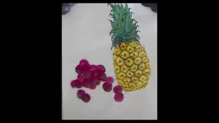 How to paint pineapple and lichee in Chinese brush painting [upl. by Annod]