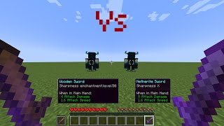 Netherite and Wooden Sword Enchanment Level 10 vs 100 vs Warden  Minecraft [upl. by Garap]