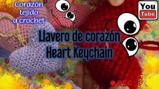 Llavero de corazón  Heart Keychain  Crochet Amigurumi Heart [upl. by Odlanra936]