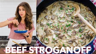 Easy Classic Beef Stroganoff Recipe  Natashas Kitchen [upl. by Zedekiah]