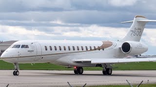 Bombardier Aerospace Global 7500 GL7T departing Montreal YULCYUL [upl. by Ahsekahs]