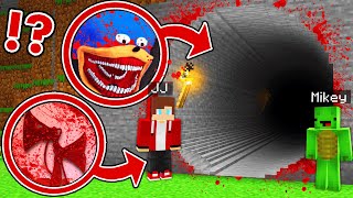 Mikey and JJ Found Longest Scary Shin Sonic amp Bloody Sirenhead Tunnel at Night in Minecraft Maizen [upl. by Scornik261]